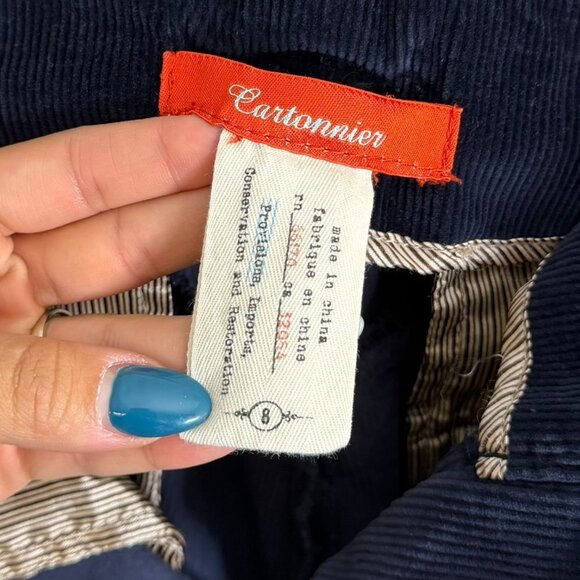Cartonnier x Anthropologie Corduroy Wide Leg Pants Navy Size 8 Western Academia - Picture 5 of 7
